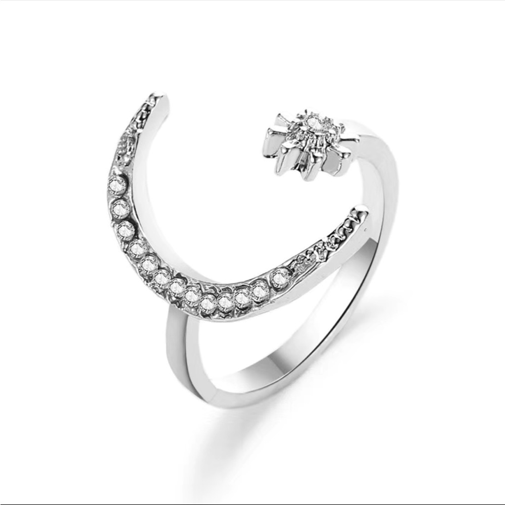 Moon & Star Minimalistic Silver 925 plated Ring